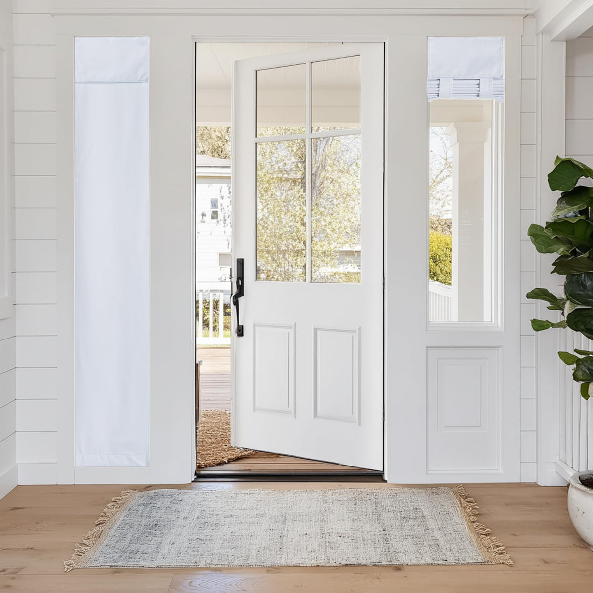RYB HOME Blackout French Door Curtain, No Drill, W26 x L69, Black, 1 Panel