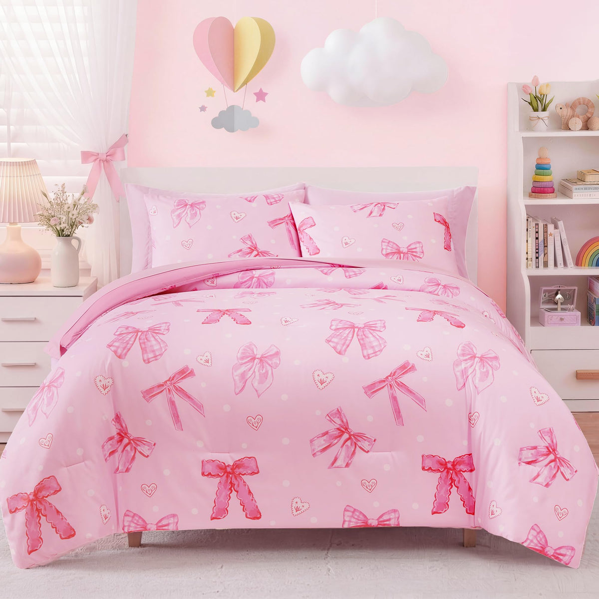 Twin XL Comforter Set for Girls Colorful Checkered Bed in a Bag 5 Pieces
