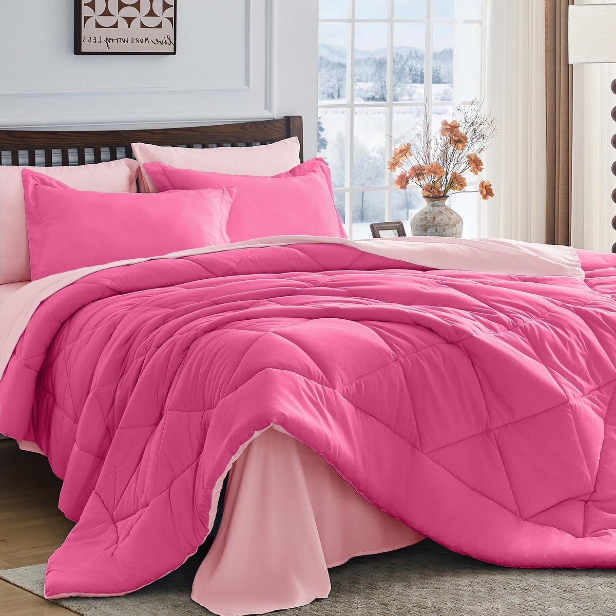 HEVUMYI 7-Piece Full Comforter Set, Dark Grey Bed in a Bag