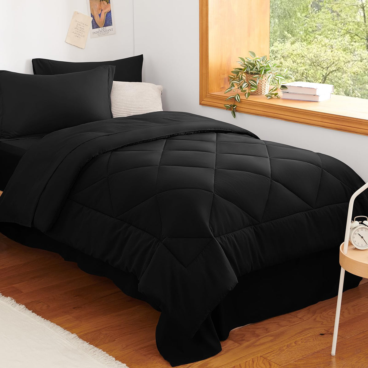 CozyLux Full Comforter Set 82"x86" Burgundy - 7 Piece Bed in a Bag