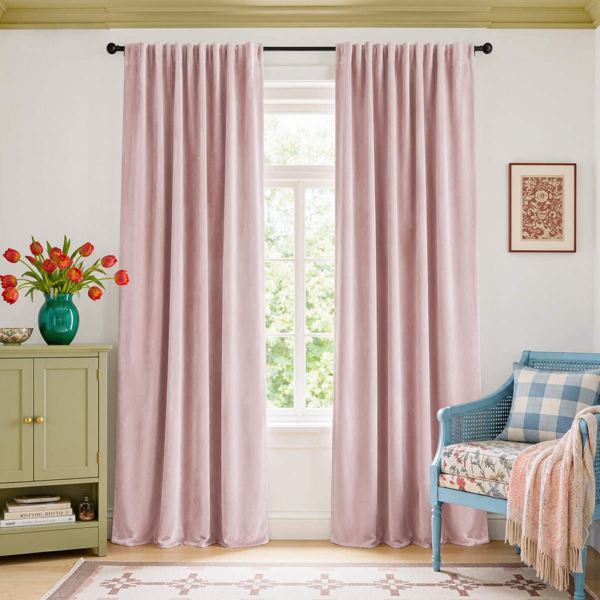 Lazzzy Blackout Curtains Thermal Insulated Curtains Room Window Drapes Super Soft Luxury Curtains for Living Room Bedroom Rod Pocket 2 Panels, 96 Inch Lined | Beige