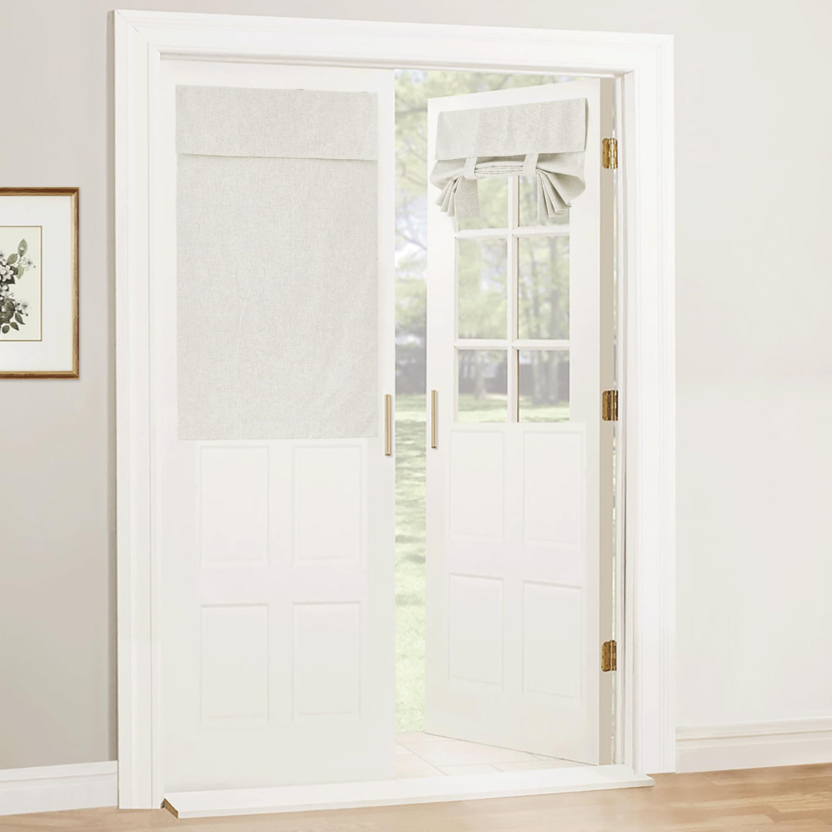 RYB HOME Blackout French Door Curtain, No Drill, W26 x L69, Black, 1 Panel