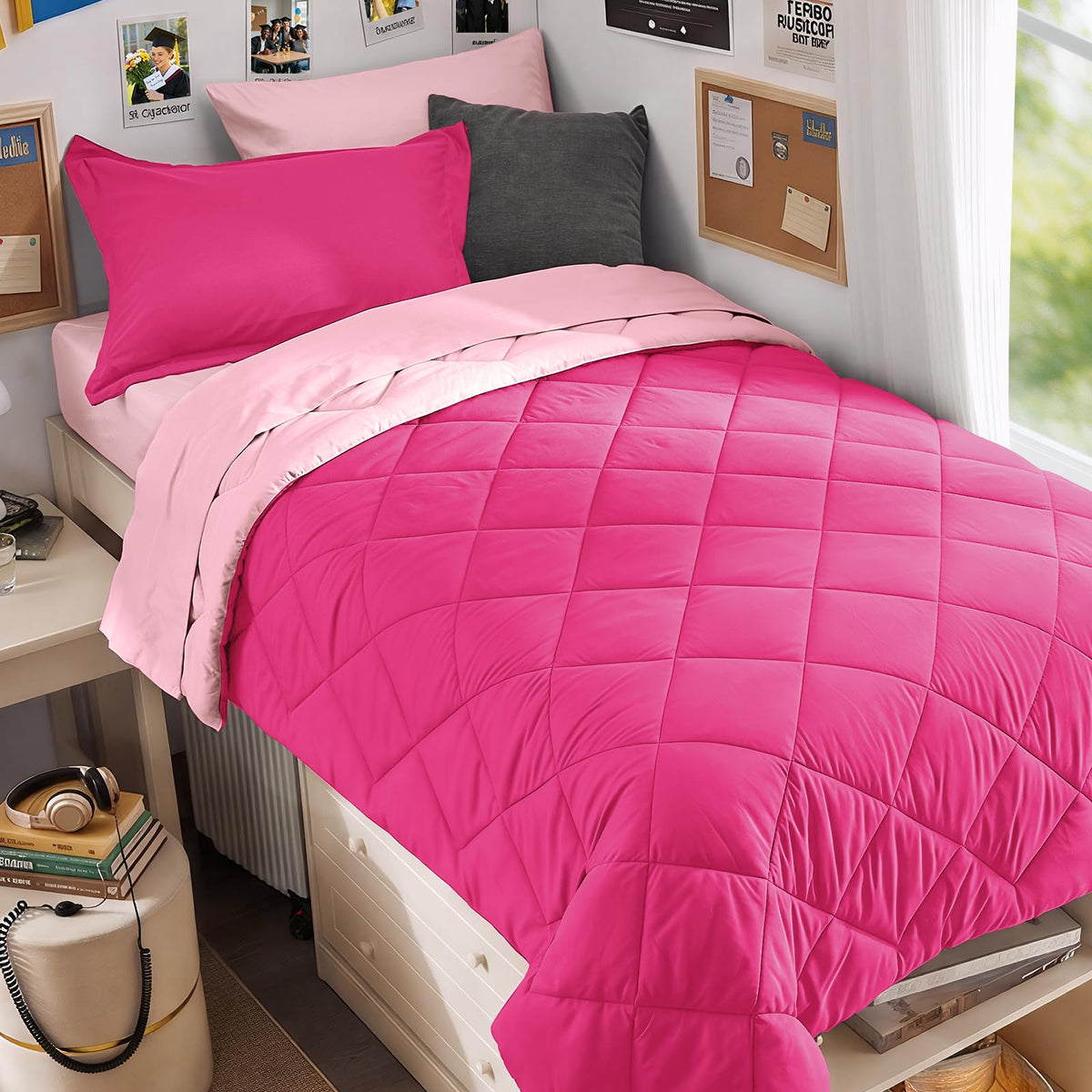 MUXHOMO Full Comforter Set 7 Pieces, Reversible Bed in a Bag, Red/Black