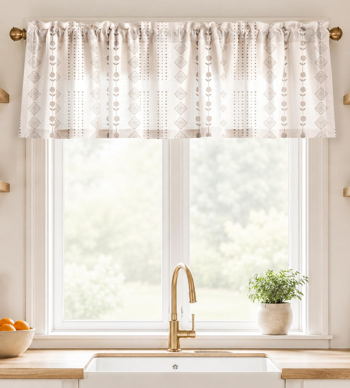 Miss Adola 36 Inch Length Kitchen Tier Curtains Pumpkin Leaf Cafe Curtains