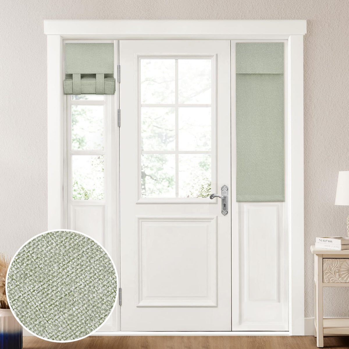 HOMEIDEAS 100% Blackout Linen Door Curtains for French Door 26x68 Inch