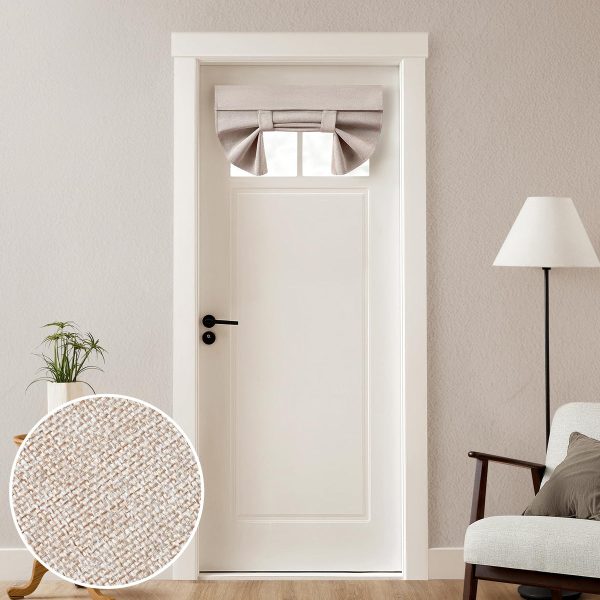 HOMEIDEAS 100% Blackout Linen Door Curtains for French Door 26x68 Inch