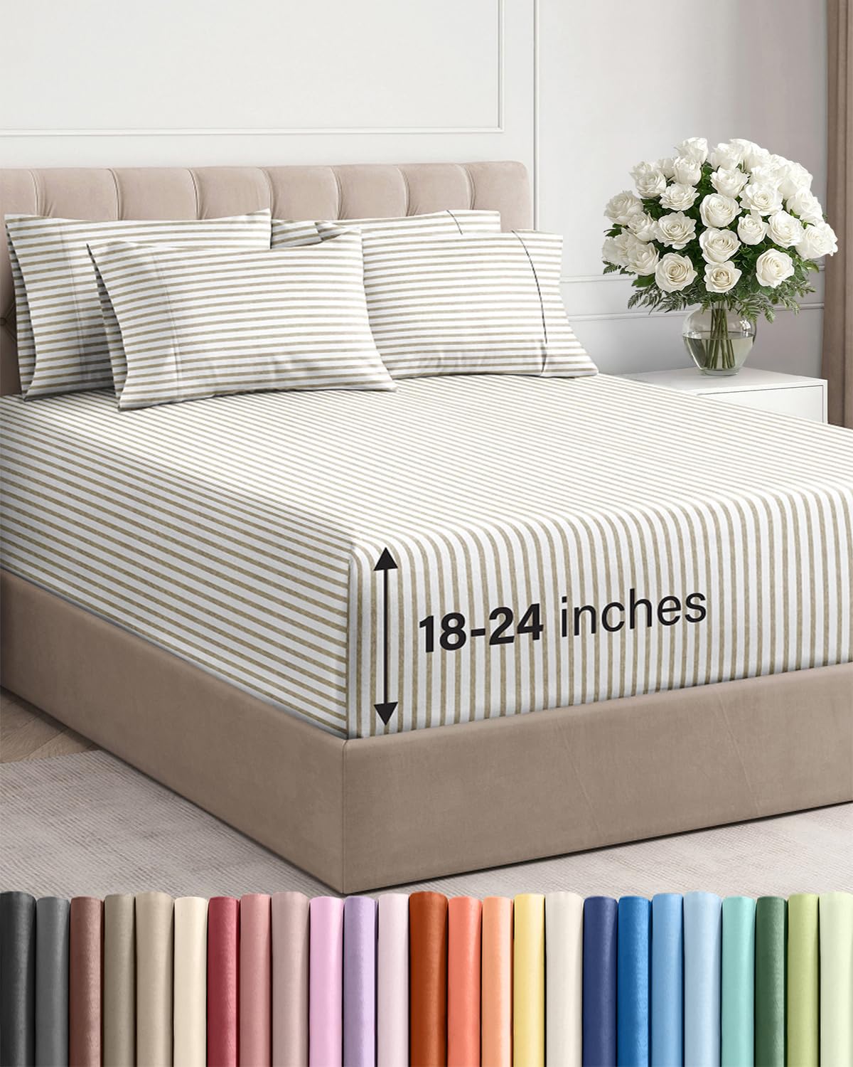 CGK Extra Deep King Sheet Set - 6pc Cooling Sheets - White