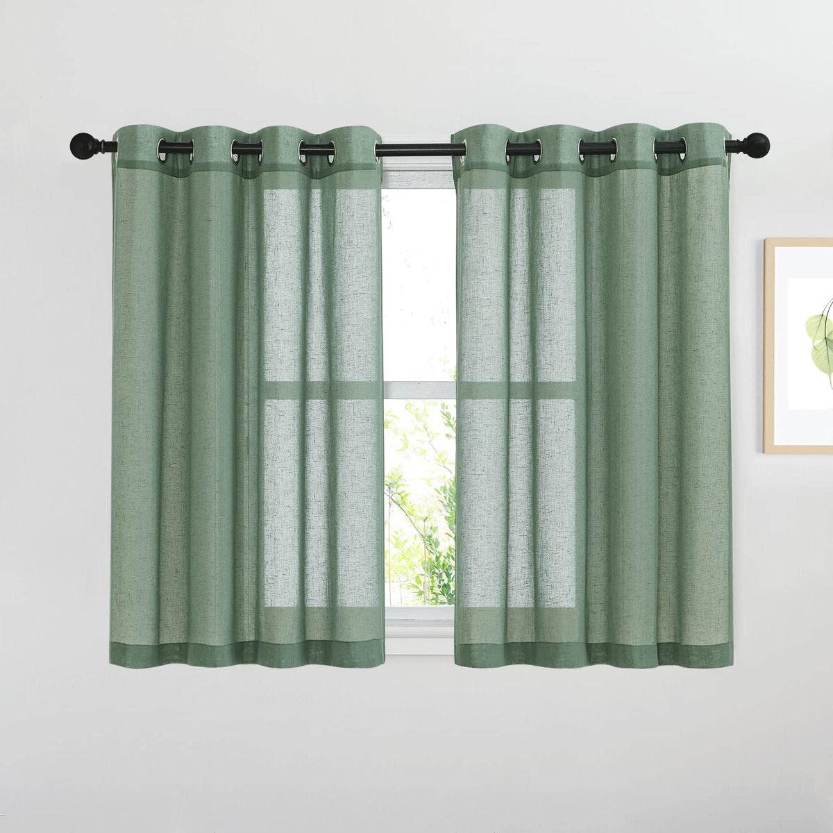 NICETOWN Semi Sheer Linen Ivory Curtains for Bedroom, W52xL84, 2 Panels