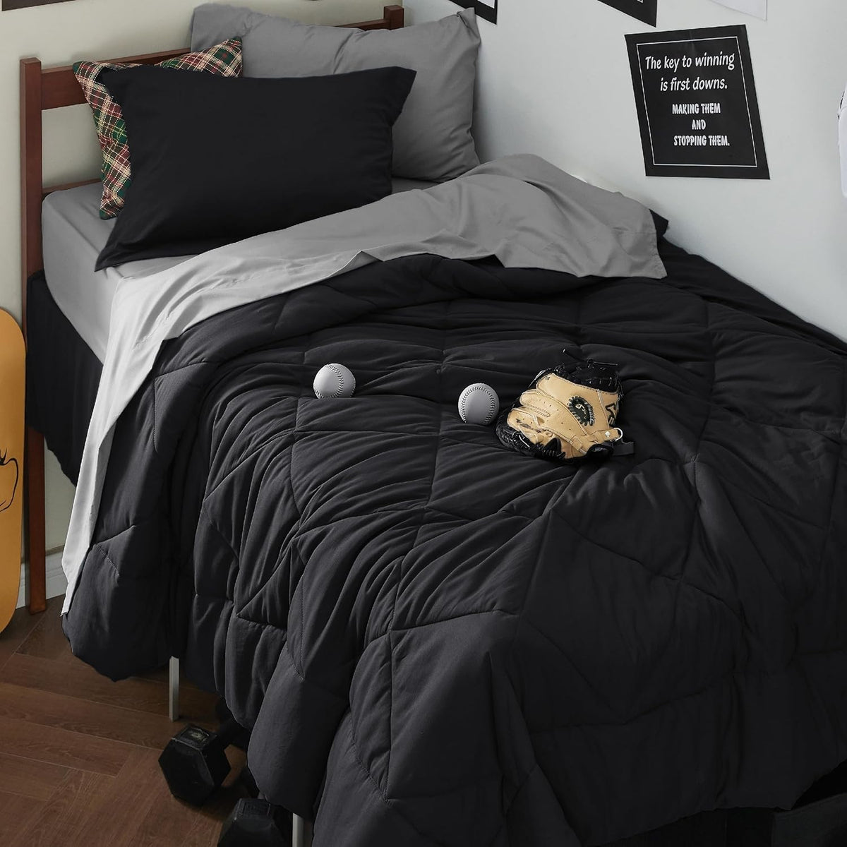 Bedsure Bed in a Bag Full Reversible Bed Set 7 Pieces Grey/Light Grey