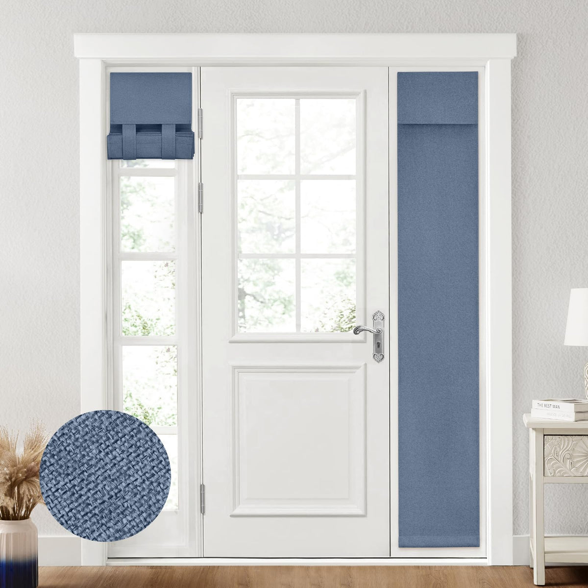 HOMEIDEAS 100% Blackout Linen Door Curtains for French Door 26x68 Inch