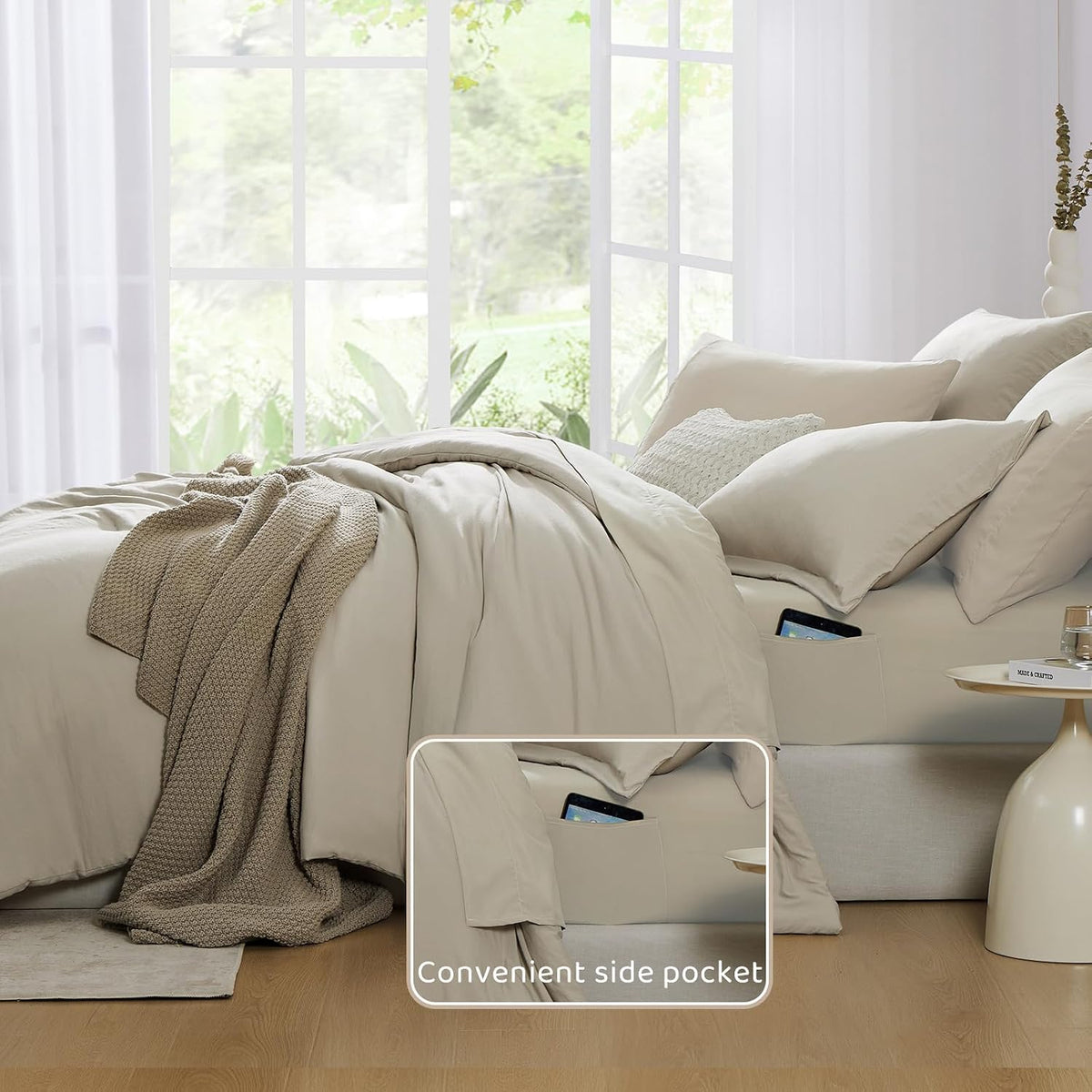 Queen Comforter Set-7 Pieces Soft Prewashed Bed in a Bag Queen Bedding Sets