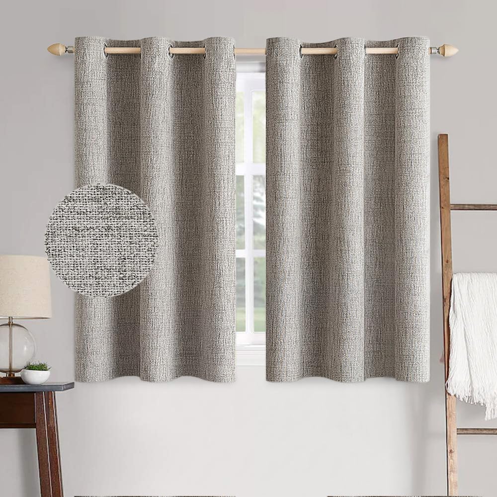 MIULEE 100% Blackout Linen Curtains for Bedroom 52x84 Inches Natural Beige