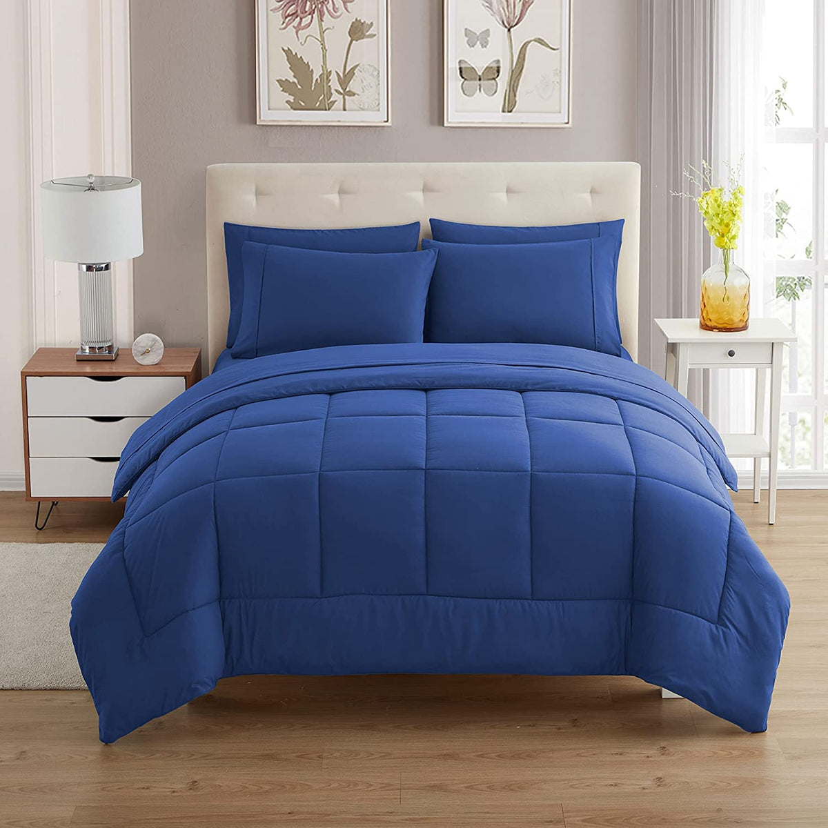 Full Size Comforter Set with Sheets - 7-Piece Bedding Collection - 1 Comforter, 1 Fitted Sheet, 1 Flat, 4 Pillowcases - Deep Pocket - Soft & Breathable Premium Quality - Ideal for All Seasons, Gray