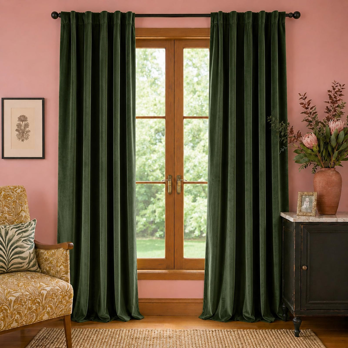 Lazzzy Blackout Curtains Thermal Insulated Curtains Room Window Drapes Super Soft Luxury Curtains for Living Room Bedroom Rod Pocket 2 Panels, 96 Inch Lined | Beige