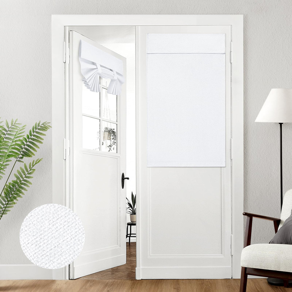 HOMEIDEAS 100% Blackout Linen Door Curtains for French Door 26x68 Inch