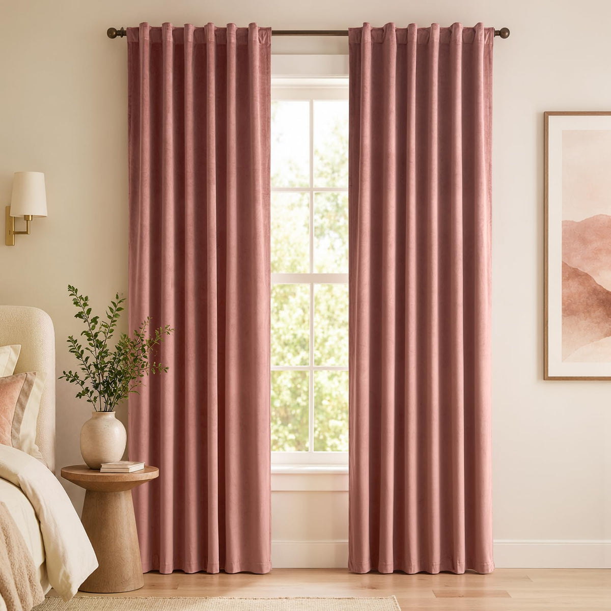 Lazzzy Blackout Curtains Thermal Insulated Curtains Room Window Drapes Super Soft Luxury Curtains for Living Room Bedroom Rod Pocket 2 Panels, 96 Inch Lined | Beige