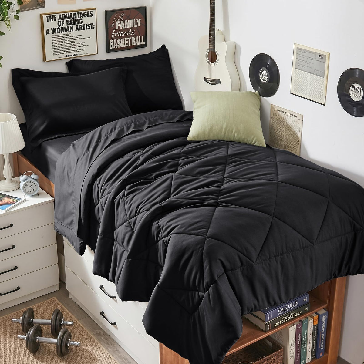 HEVUMYI 7-Piece Full Comforter Set, Dark Grey Bed in a Bag
