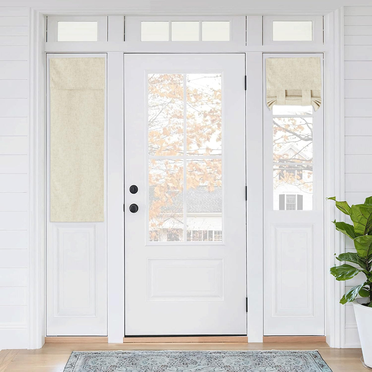 RYB HOME Blackout French Door Curtain, No Drill, W26 x L69, Black, 1 Panel