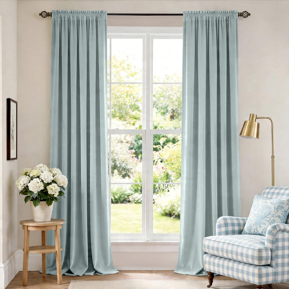 Lazzzy Blackout Curtains Thermal Insulated Curtains Room Window Drapes Super Soft Luxury Curtains for Living Room Bedroom Rod Pocket 2 Panels, 96 Inch Lined | Beige