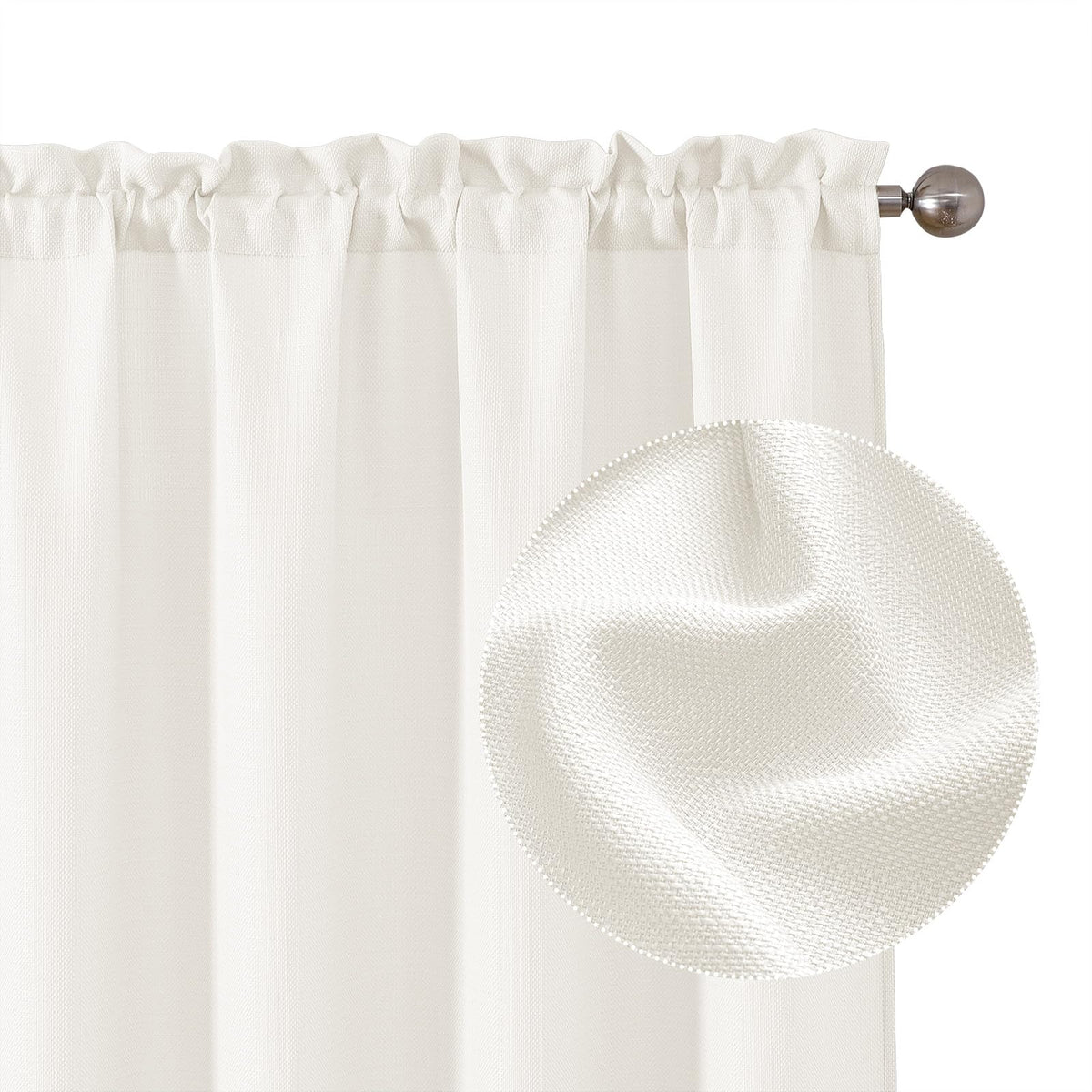 Chyhomenyc 2 Panels White Kitchen Curtains 36 Inch Length Tier Curtain