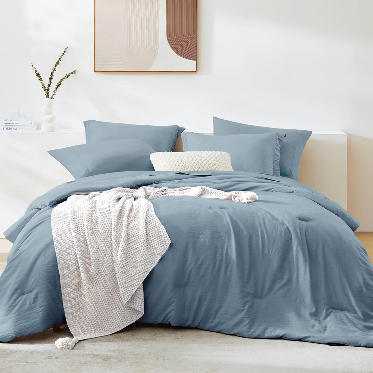 Full Size Comforter Sets-7 Pieces Ultra Soft Bed in a Bag Full Bedding Sets