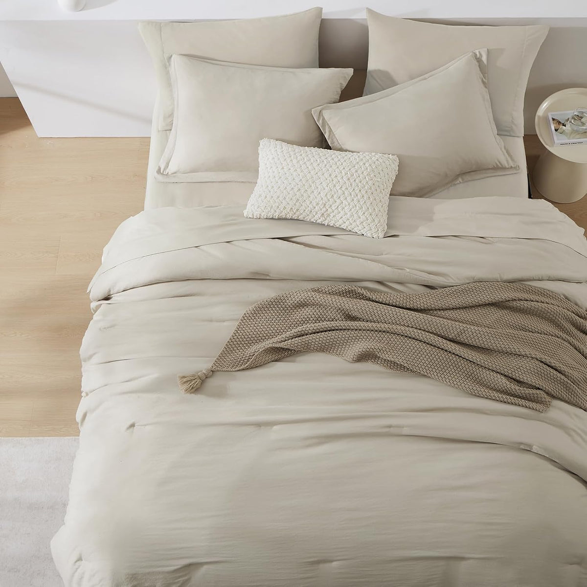 Queen Comforter Set-7 Pieces Soft Prewashed Bed in a Bag Queen Bedding Sets