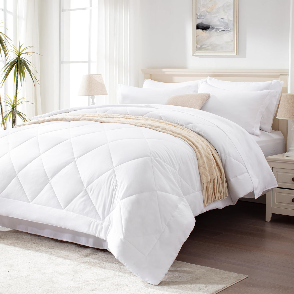 Love's cabin Queen Comforter Set, 7 Pieces Bed in a Bag, Black