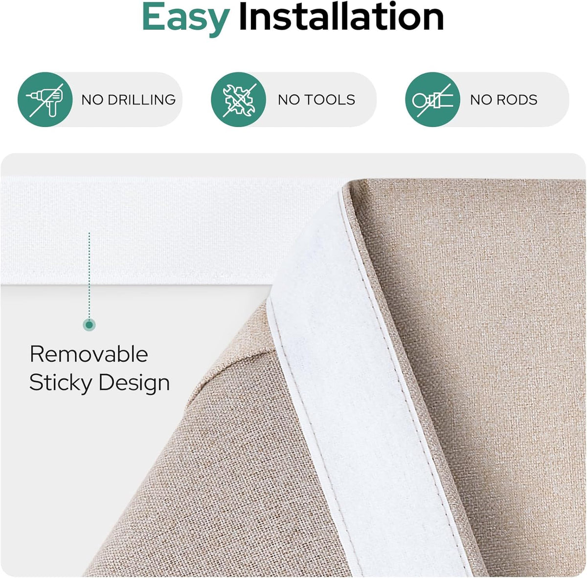 HOMEIDEAS 100% Blackout Linen Door Curtains for French Door 26x68 Inch