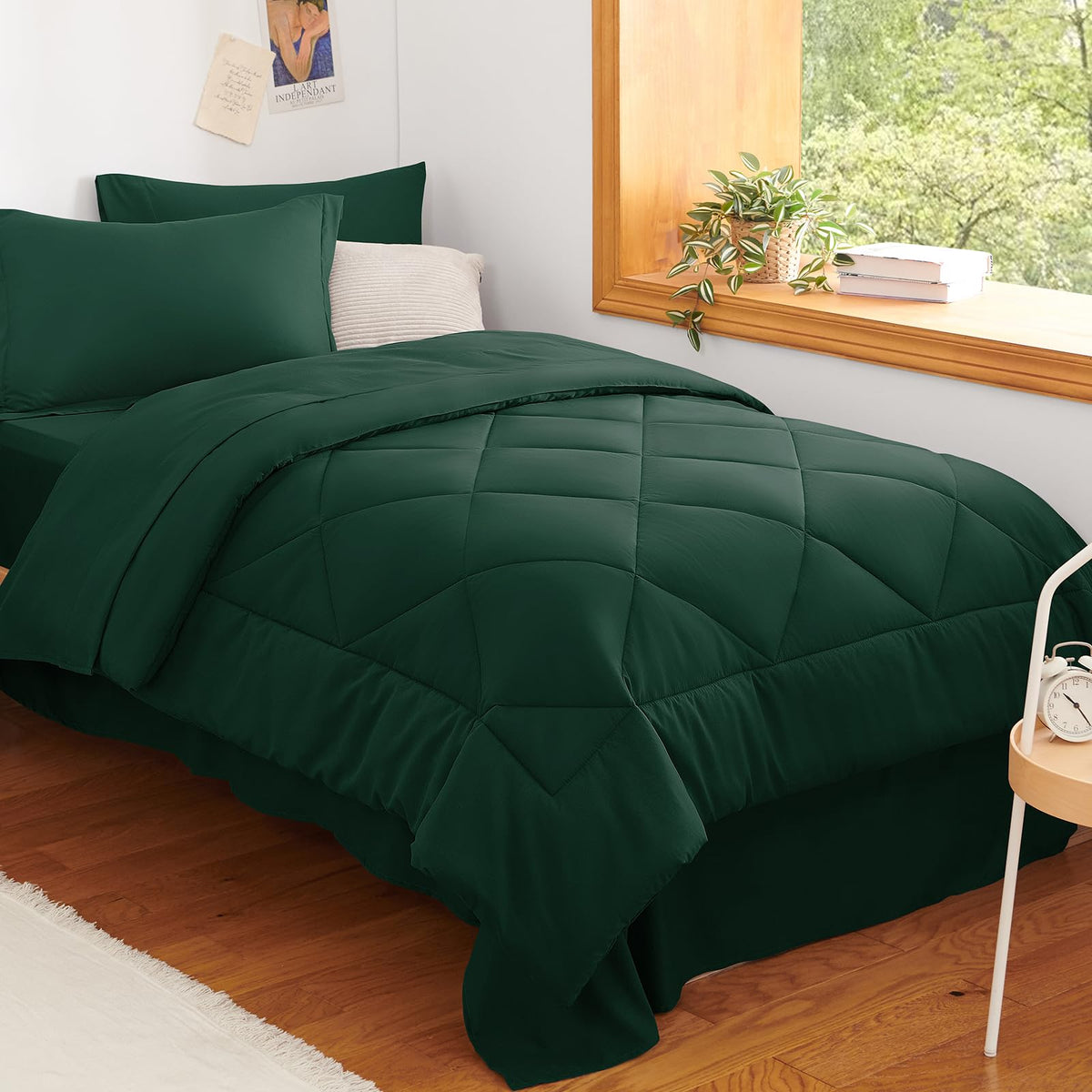 CozyLux Full Comforter Set 82"x86" Burgundy - 7 Piece Bed in a Bag