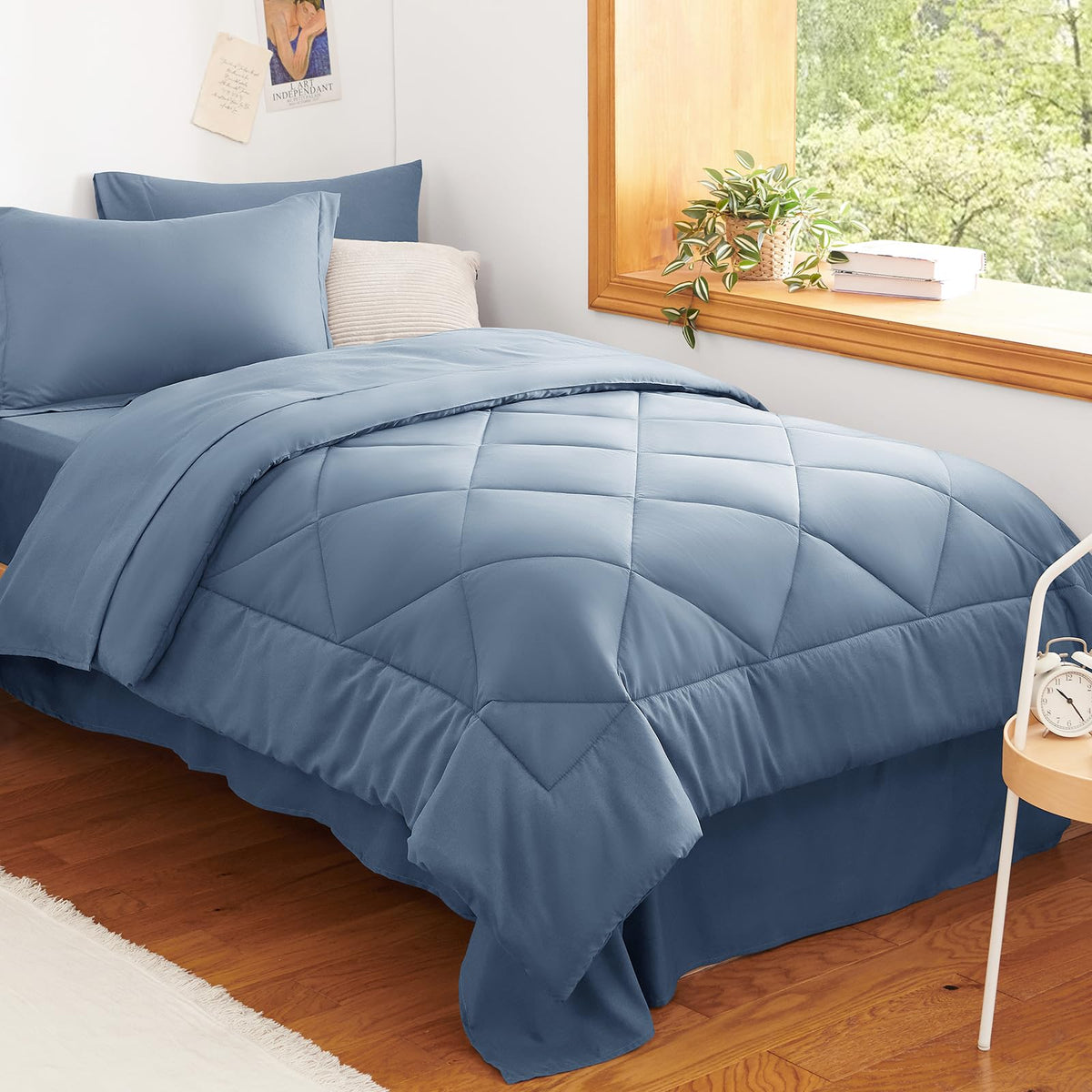 CozyLux Full Comforter Set 82"x86" Burgundy - 7 Piece Bed in a Bag