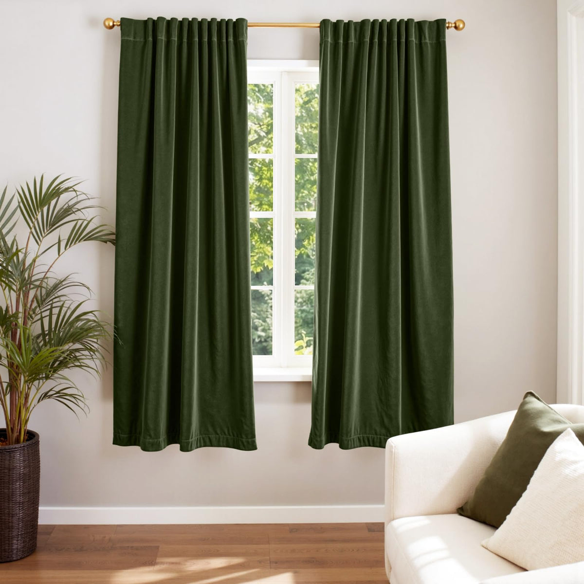 Lazzzy Blackout Curtains Thermal Insulated Curtains Room Window Drapes Super Soft Luxury Curtains for Living Room Bedroom Rod Pocket 2 Panels, 96 Inch Lined | Beige