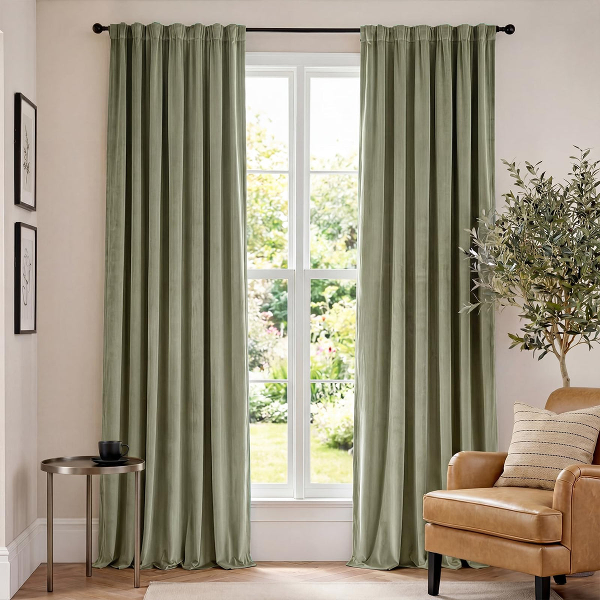 Lazzzy Blackout Curtains Thermal Insulated Curtains Room Window Drapes Super Soft Luxury Curtains for Living Room Bedroom Rod Pocket 2 Panels, 96 Inch Lined | Beige