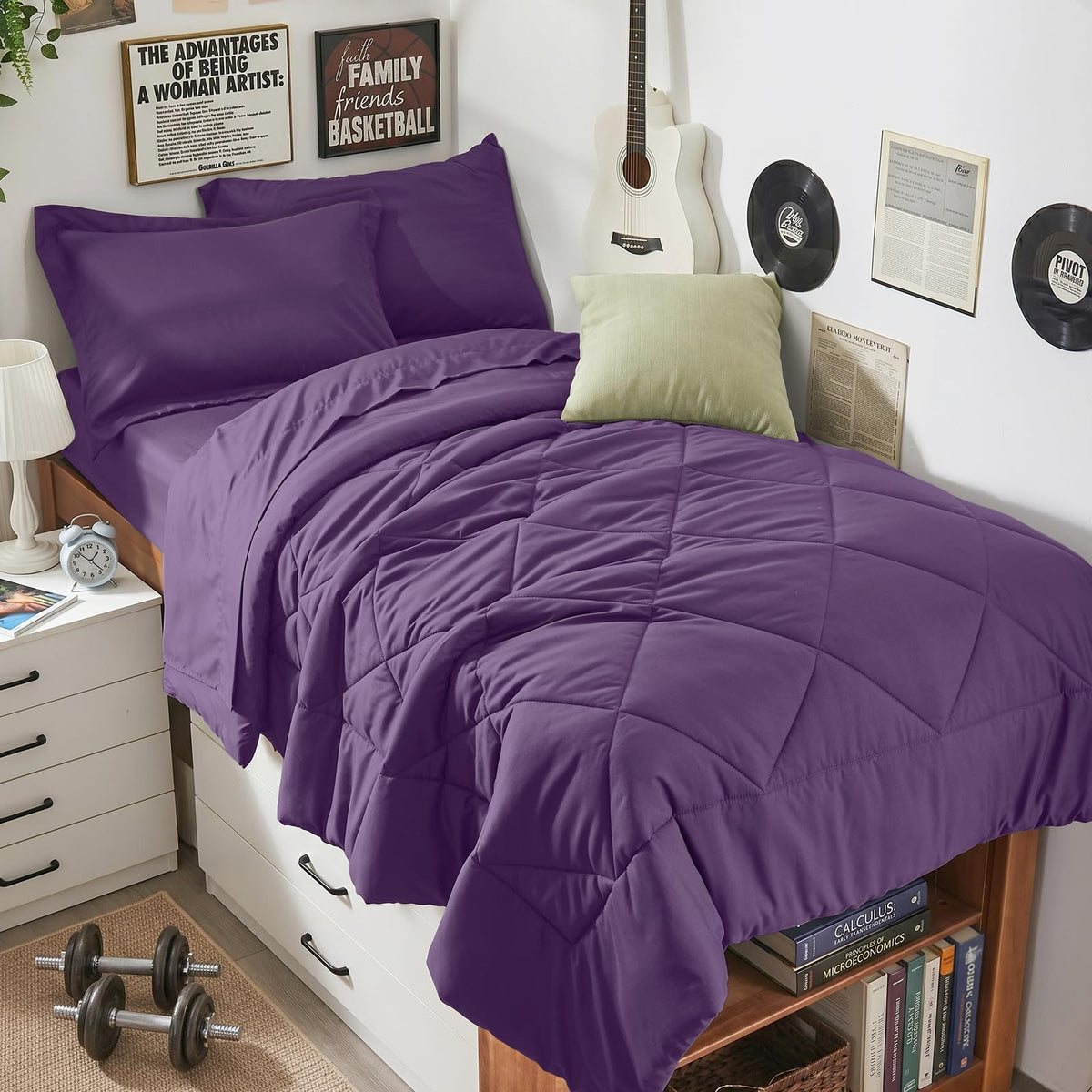 HEVUMYI 7-Piece Full Comforter Set, Dark Grey Bed in a Bag