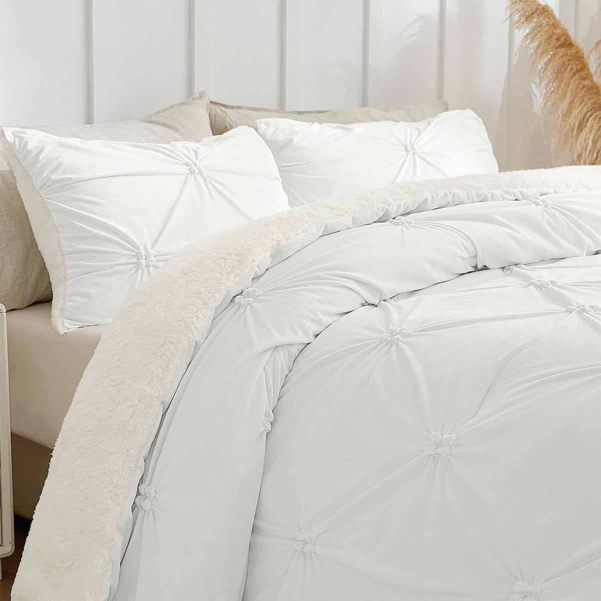BEDELITE Fluffy Sherpa Queen Comforter Set,Grey