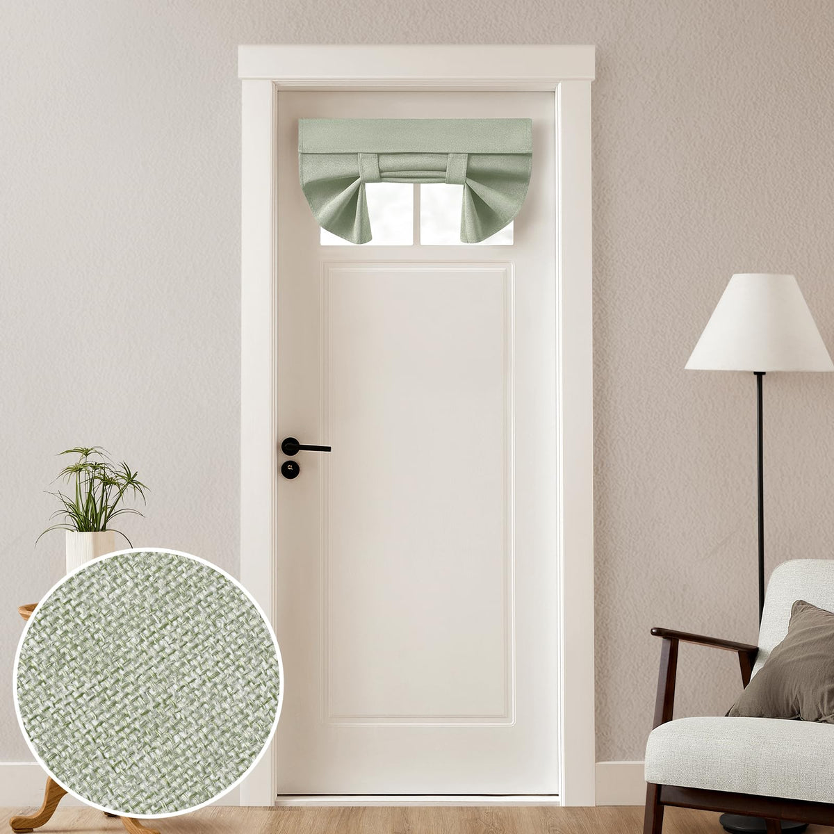 HOMEIDEAS 100% Blackout Linen Door Curtains for French Door 26x68 Inch