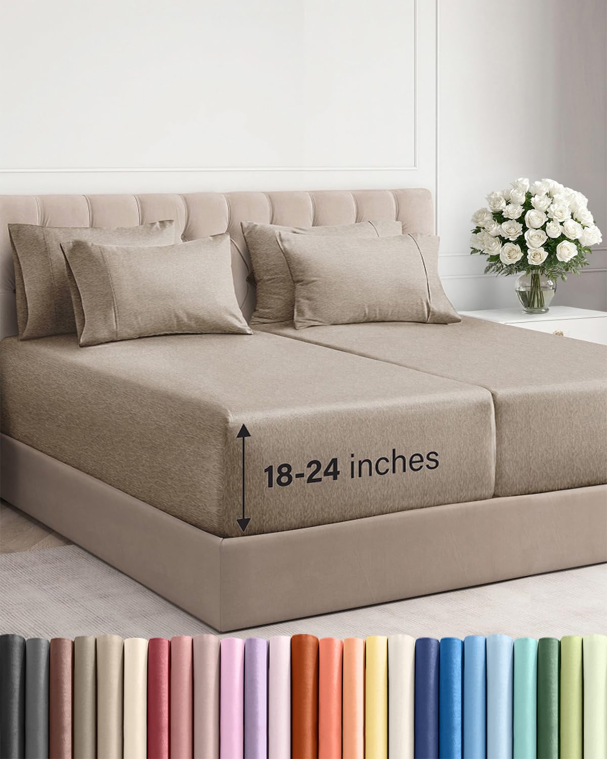CGK Extra Deep King Sheet Set - 6pc Cooling Sheets - White