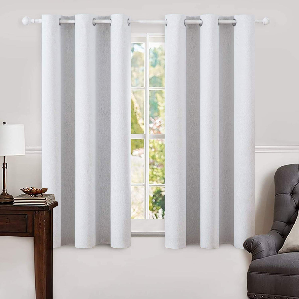 MIULEE 100% Blackout Linen Curtains for Bedroom 52x90 Inches Natural Beige