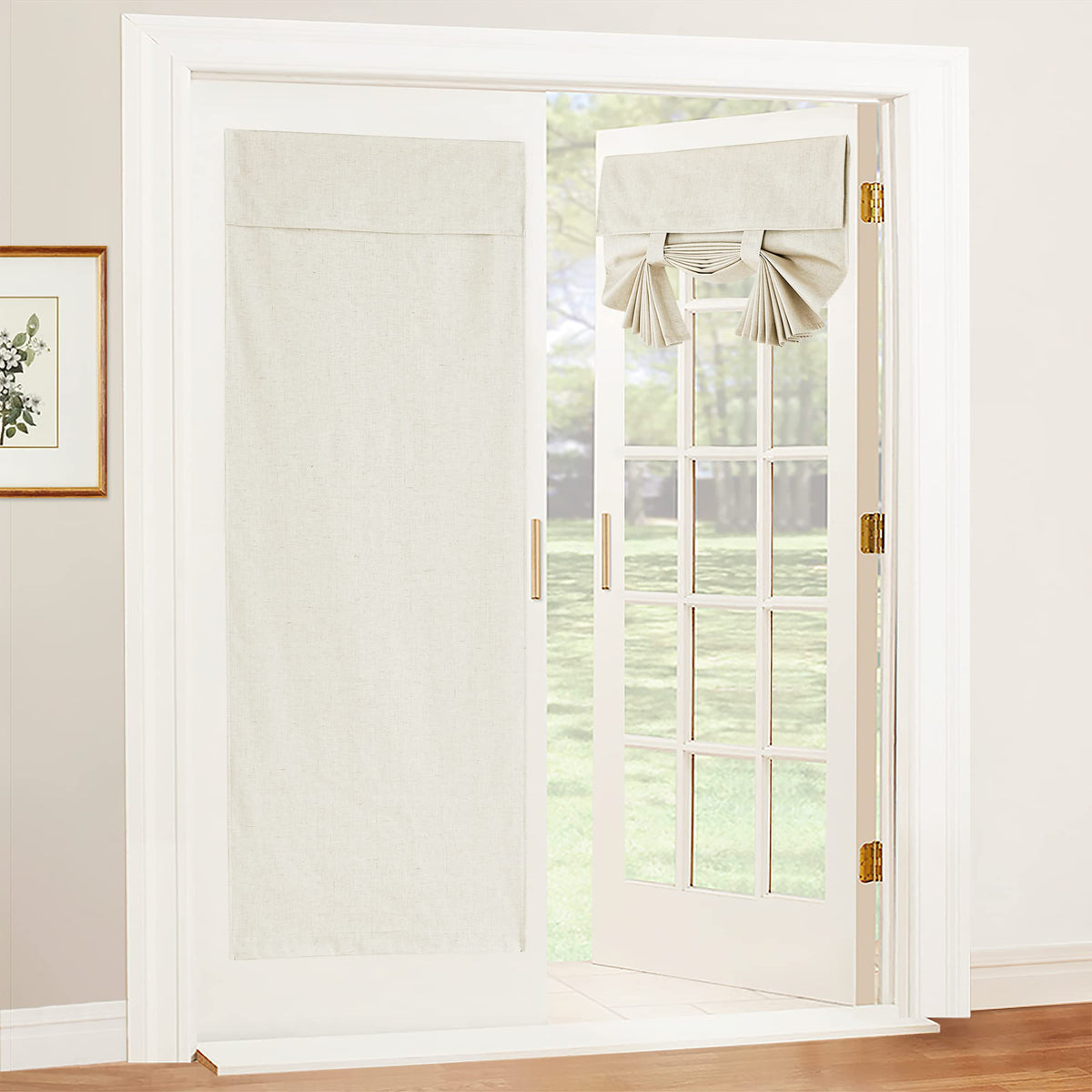 RYB HOME Blackout French Door Curtain, No Drill, W26 x L69, Black, 1 Panel