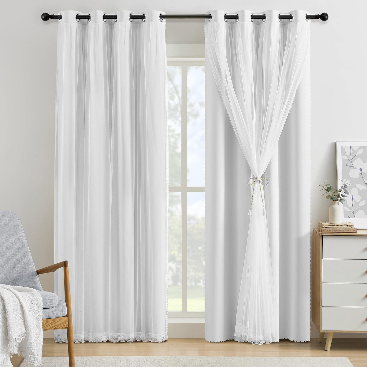 XiDi Blackout Curtains for Girls Bedroom Decor Pink Kids Rainbow Curtains