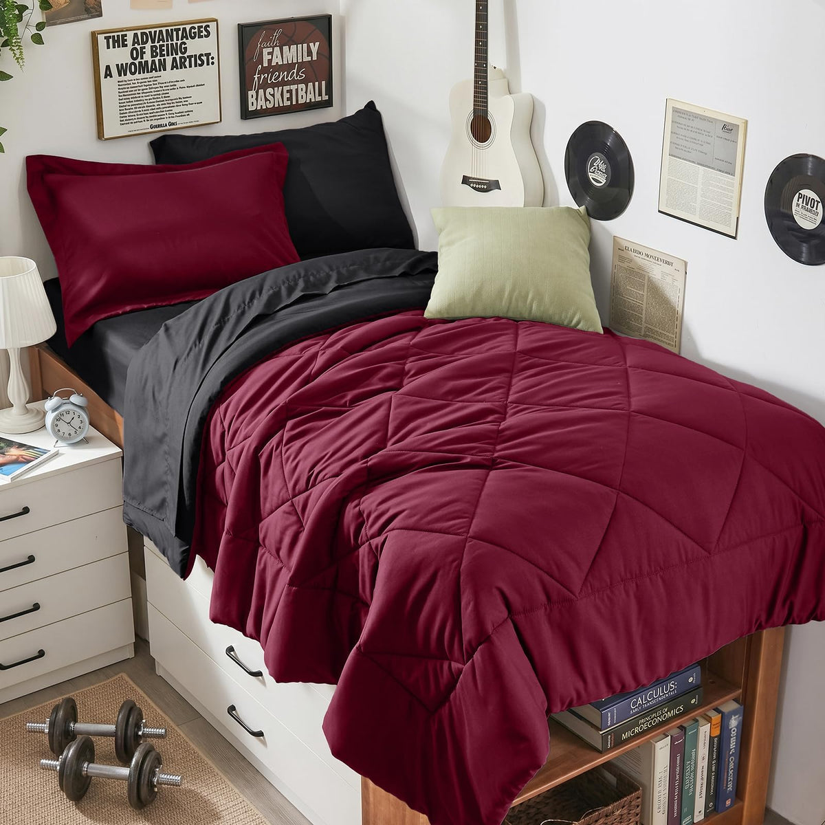 HEVUMYI 7-Piece Full Comforter Set, Dark Grey Bed in a Bag