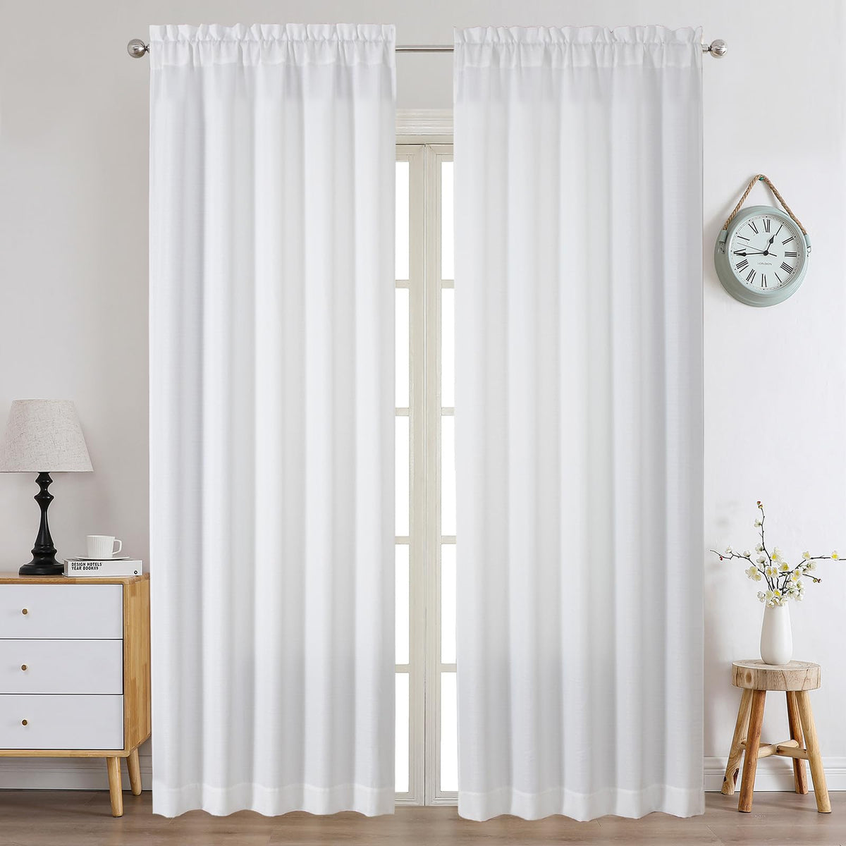 Chyhomenyc 2 Panels White Kitchen Curtains 36 Inch Length Tier Curtain