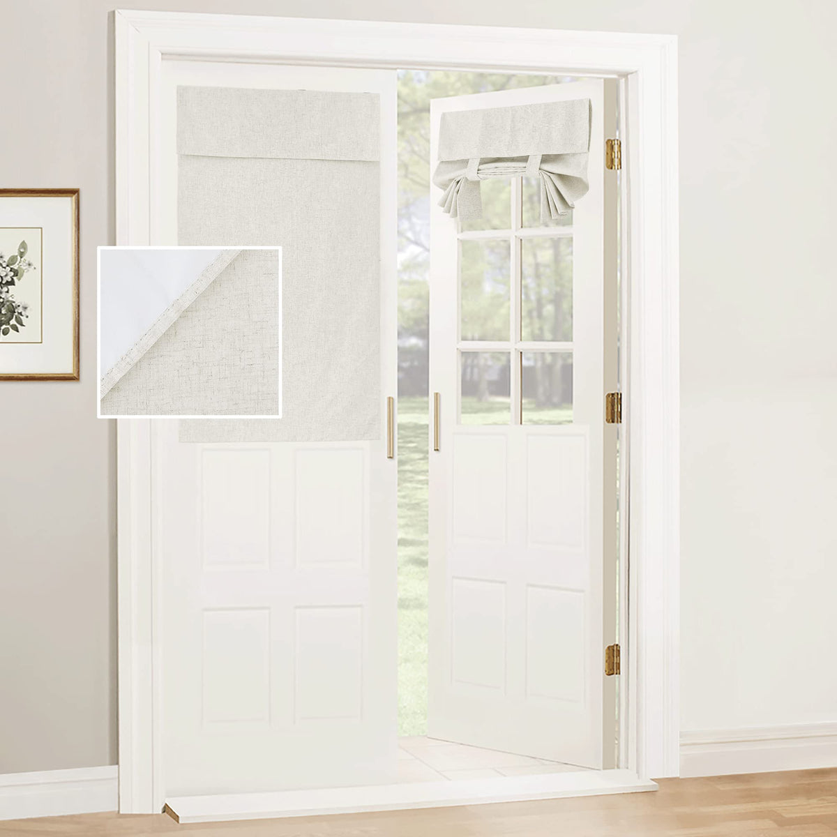 RYB HOME Blackout French Door Curtain, No Drill, W26 x L69, Black, 1 Panel
