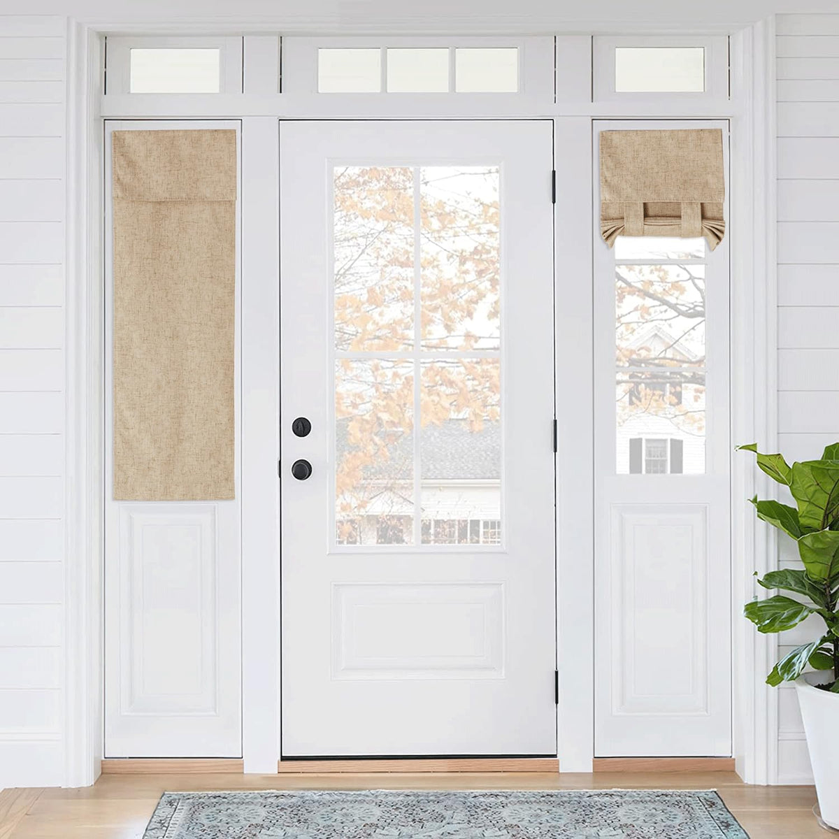 RYB HOME Blackout French Door Curtain, No Drill, W26 x L69, Black, 1 Panel
