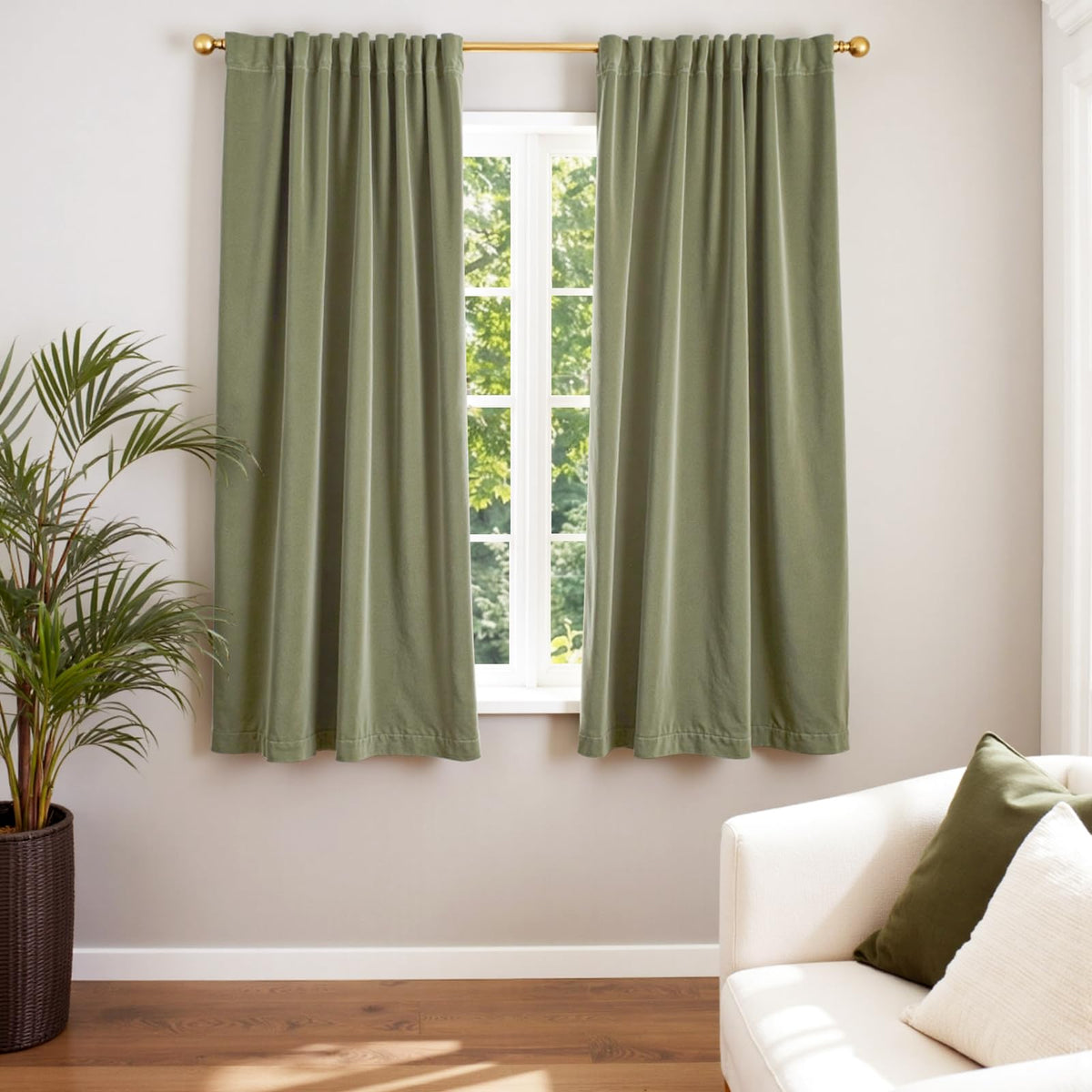 Lazzzy Blackout Curtains Thermal Insulated Curtains Room Window Drapes Super Soft Luxury Curtains for Living Room Bedroom Rod Pocket 2 Panels, 96 Inch Lined | Beige