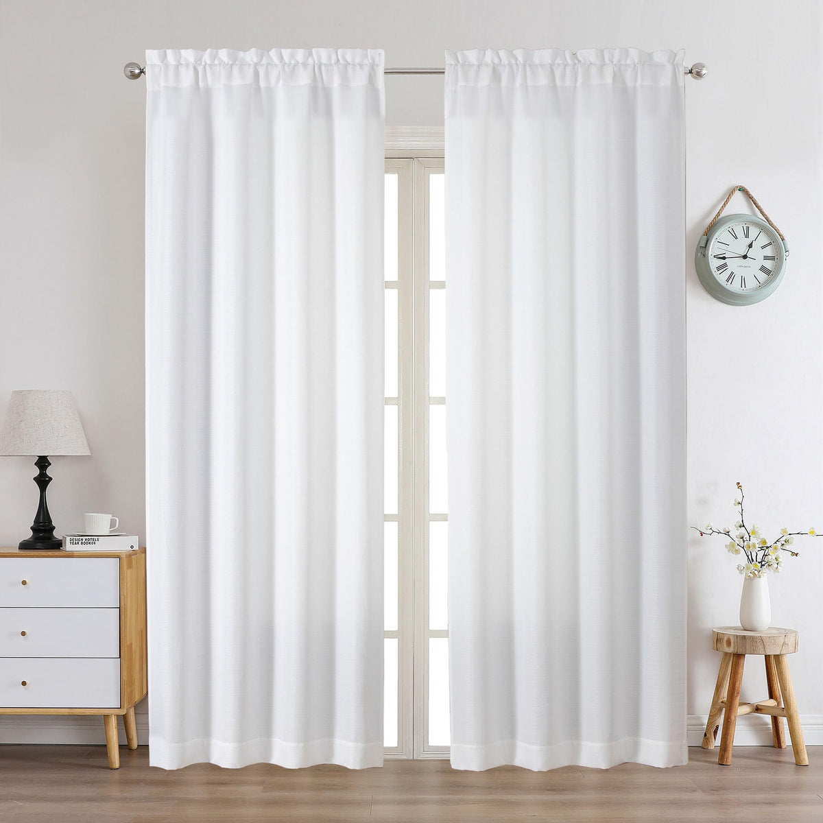 Chyhomenyc 2 Panels White Kitchen Curtains 36 Inch Length Tier Curtain