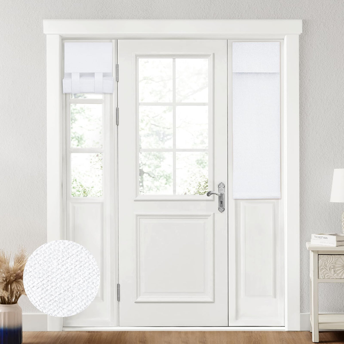 HOMEIDEAS 100% Blackout Linen Door Curtains for French Door 26x68 Inch