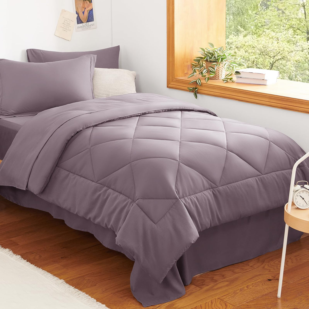 CozyLux Full Comforter Set 82"x86" Burgundy - 7 Piece Bed in a Bag