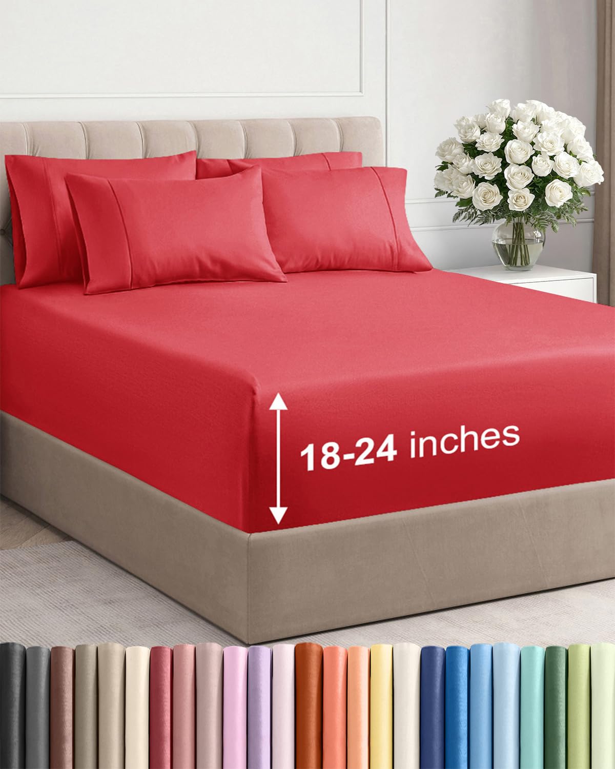 CGK Extra Deep King Sheet Set - 6pc Cooling Sheets - White