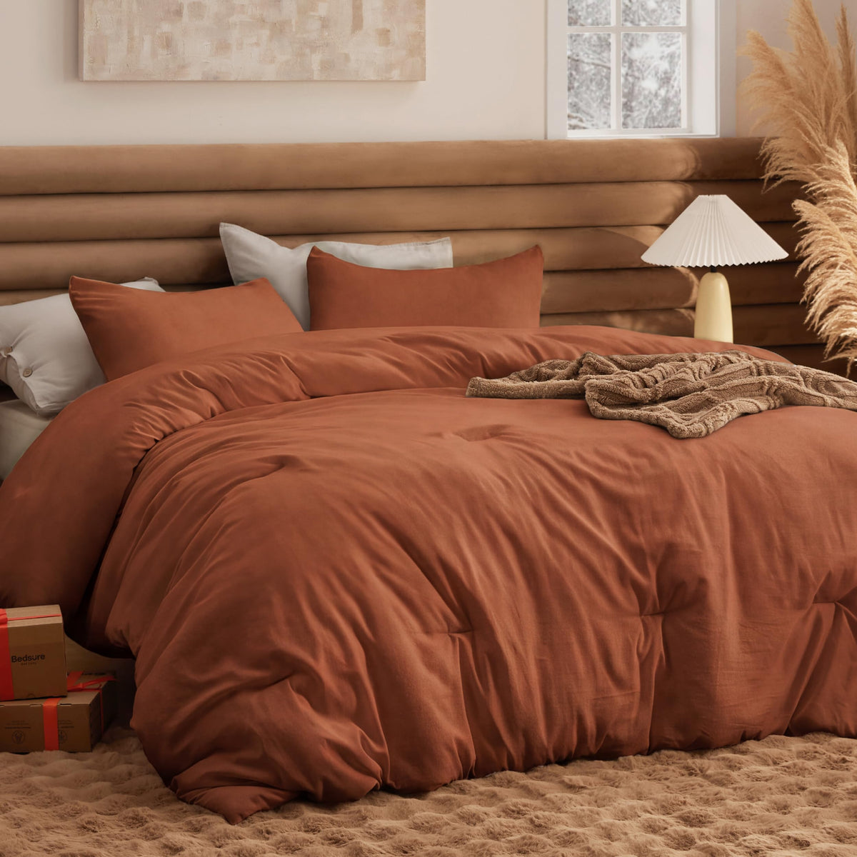 Bedsure Queen Comforter Set Prewashed Soft Bedding Set 3Pcs White 90"x90"