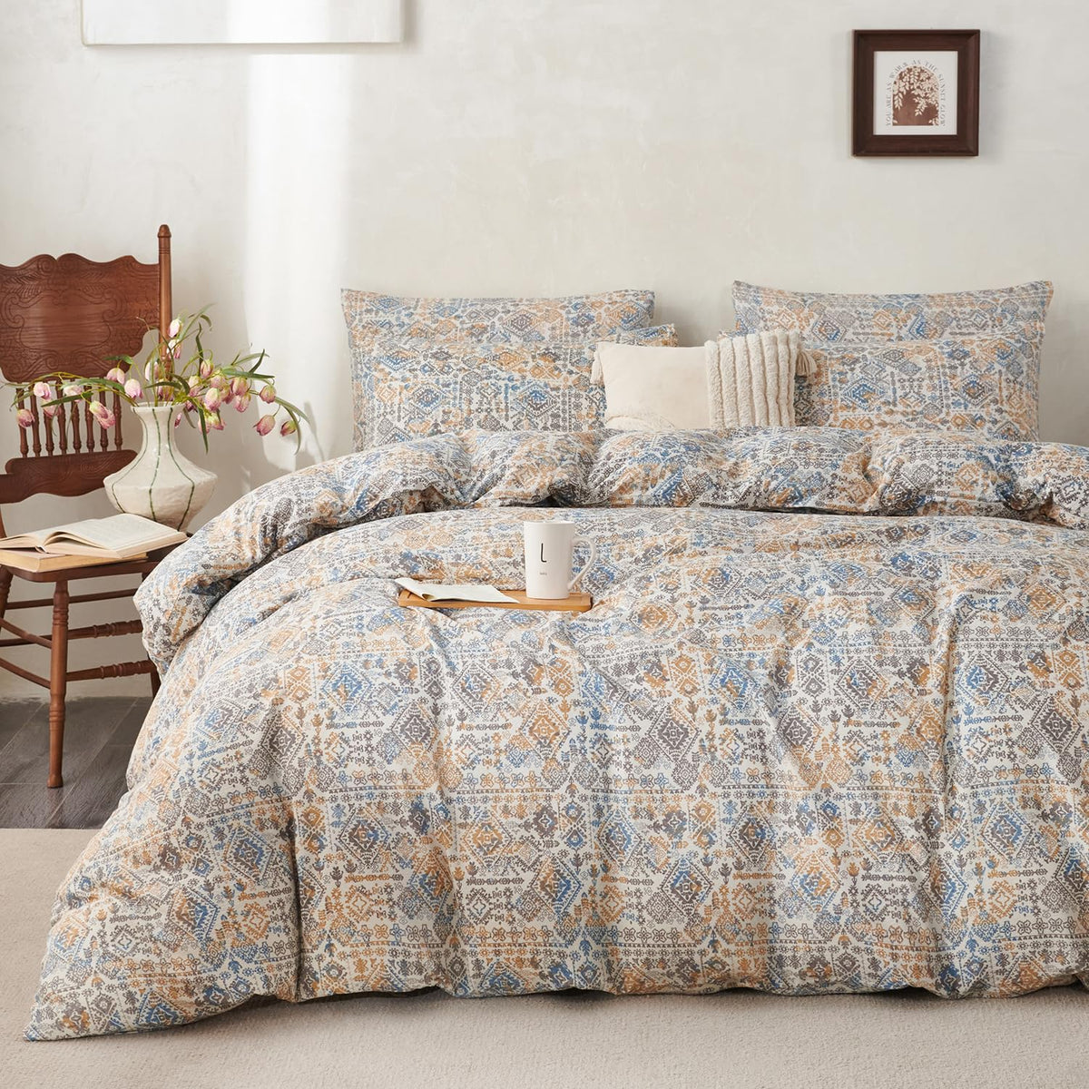 Comforter Queen Set Grid Black 100% Soft Washed Microfiber Jacquard 3 Pieces Grid Bedding Sets Grey White Comforter Queen for All Seasons and 2 Pillowcases Comfort Breathable